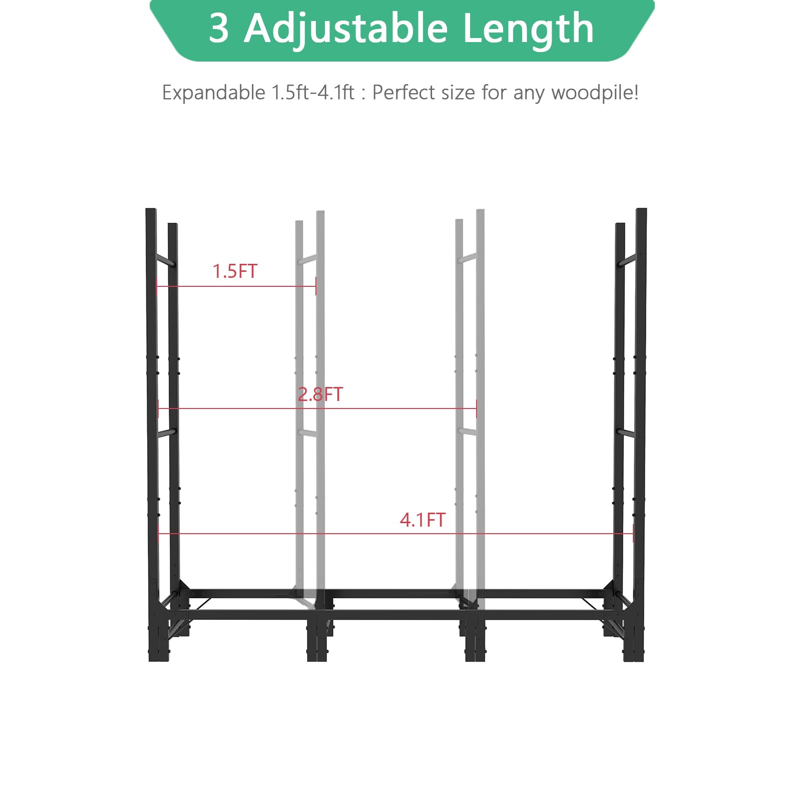 Helios&Hestia 1.24m Outdoor Firewood Rack for Fireplace Heavy Duty Steel Log Holder, Indoor Wood Pile Storage Organizer - Image 4