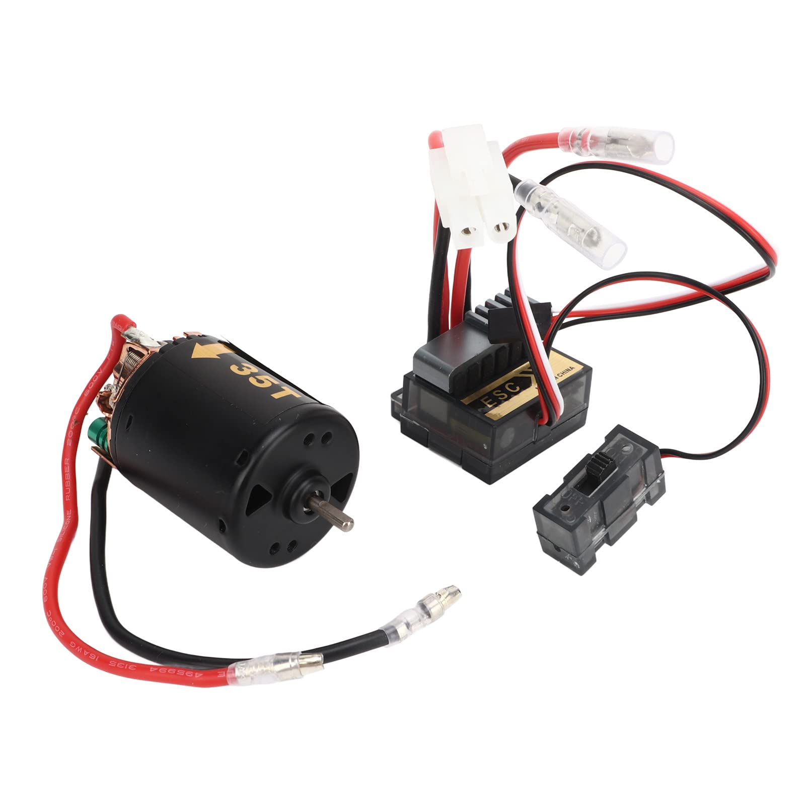 Motor de cepillo RC, gran torsión, bajo ruido, protección múltiple, motor de cepillo RC, kit ESC para barcos teledirigidos (35T)