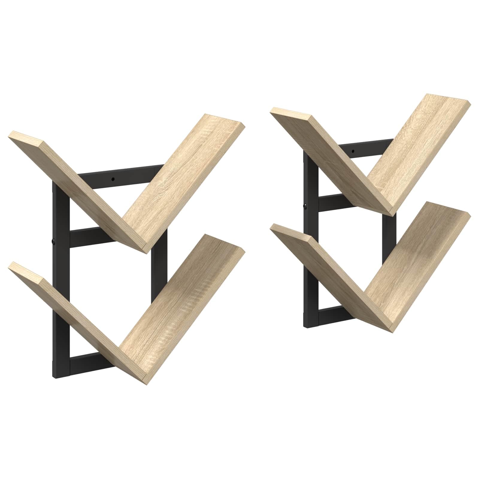 Étagère Murale Flottante Lot de 2 Chêne Sonoma 43x15x47 cm Salon