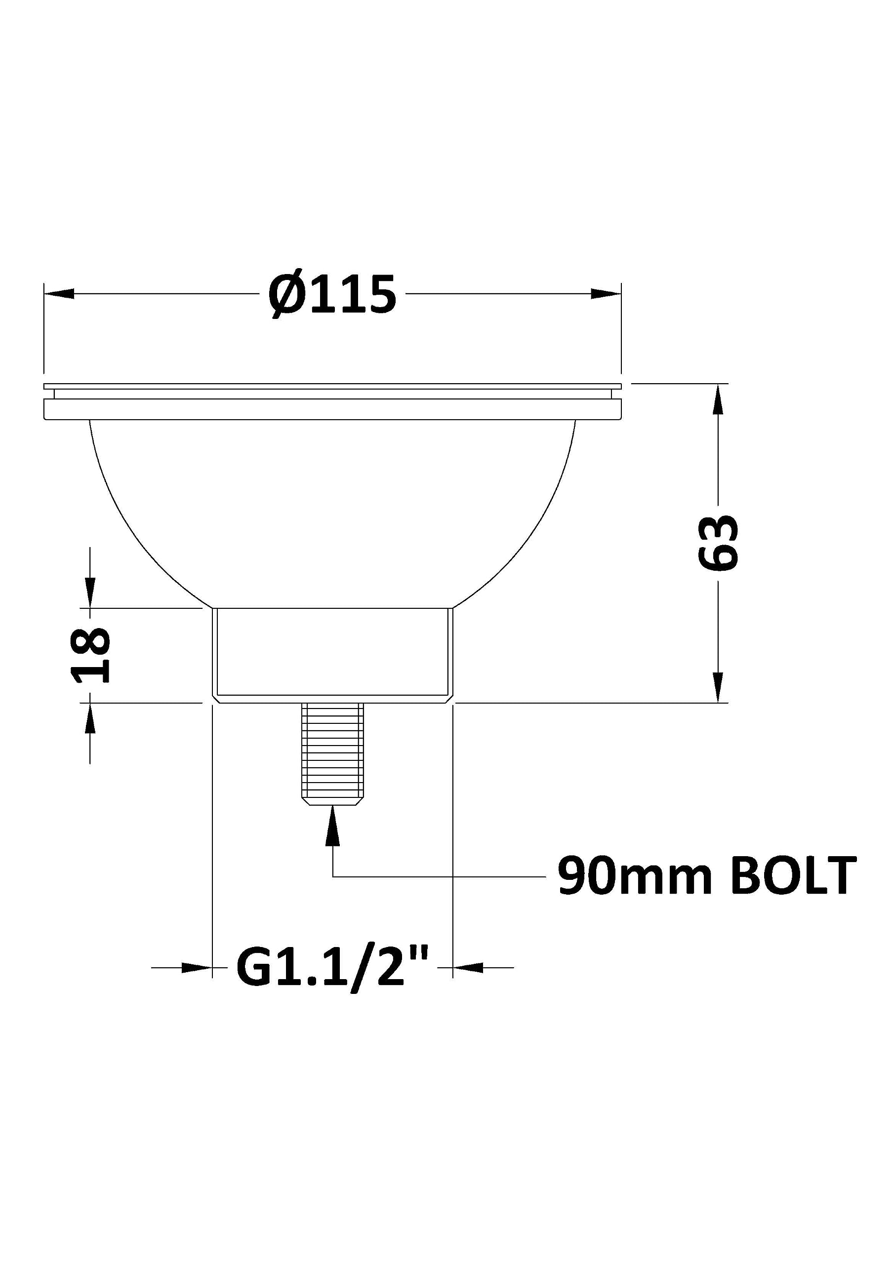 nuie FW613 Taps Basket Strainer 90mm Kitchen Sink Waste, 115mm, Brushed Nickel - Image 2