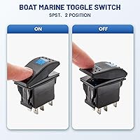 Vista 4 de Anina 2 piezas de interruptores basculantes de 5 pines SPST 20A/12V 10A/24V ENCENDIDO/APAGADO con 2 juegos de cables puente, interruptor basculante