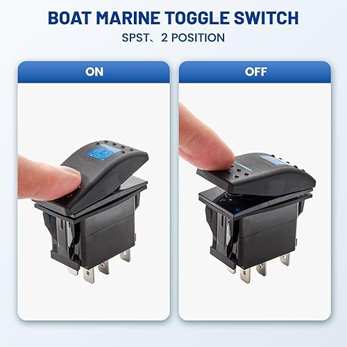 Miniatura 4 de Anina 2 piezas de interruptores basculantes de 5 pines SPST 20A12V 10A24V ENCENDIDOAPAGADO con 2 juegos de cables puente, interruptor basculante