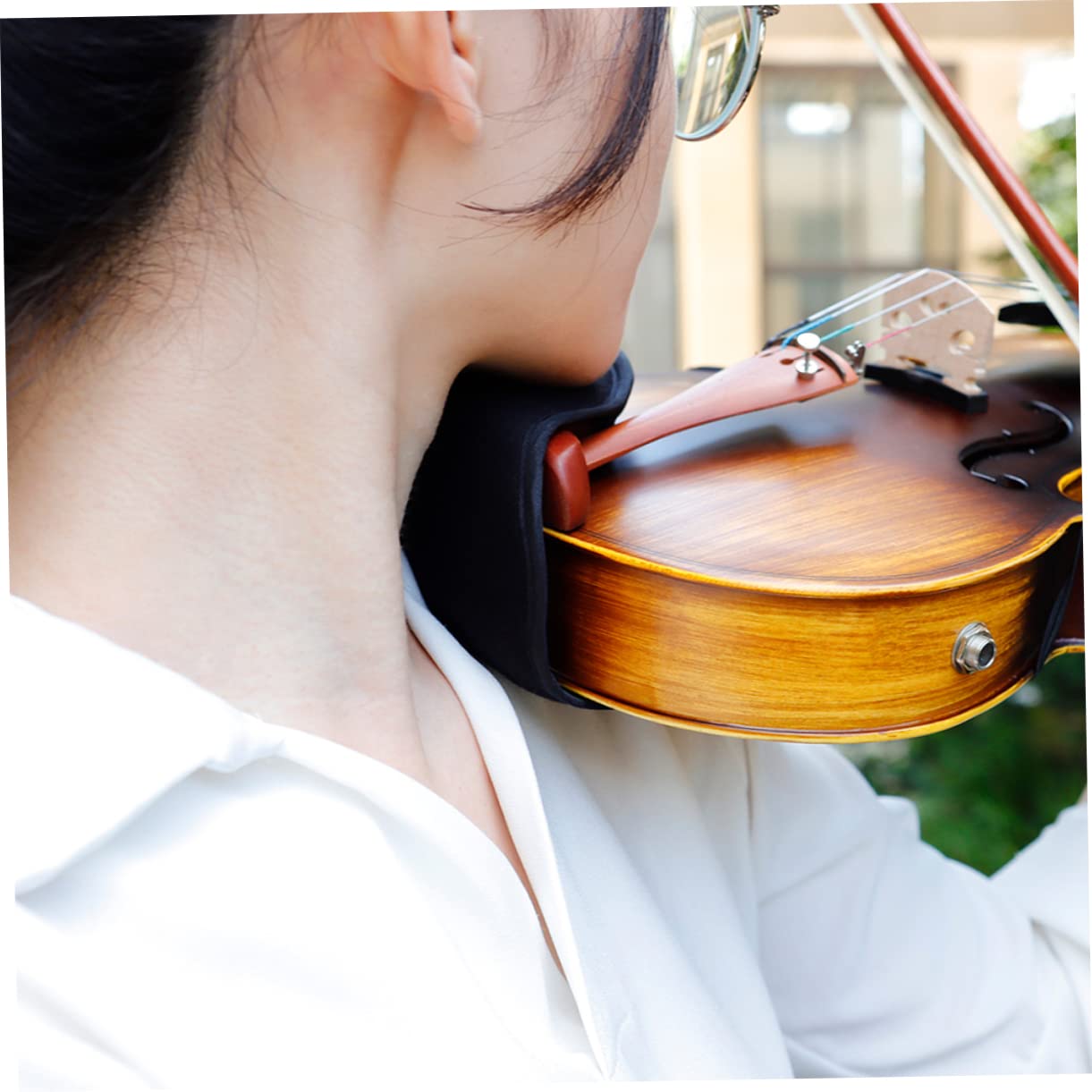 BESTonZON Elastic Rope Plush Cushion Shoulder Rest for Violin Thicken Breathable Pad for Comfortable Practice Portable Accessories for Fiddle Performance Black