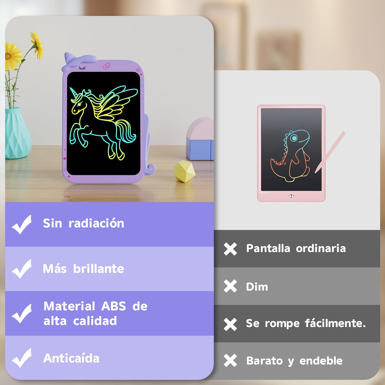 10 Pulgadas Tablet Escritura Pantalla Colorido [2026 Nueva], Electight Pizarra de Escritura LCD con Borrable y Bloqueo Función, Portátil Juguetes Educativo para Hogar, Escuela, Oficina, Aula, Morado - 3