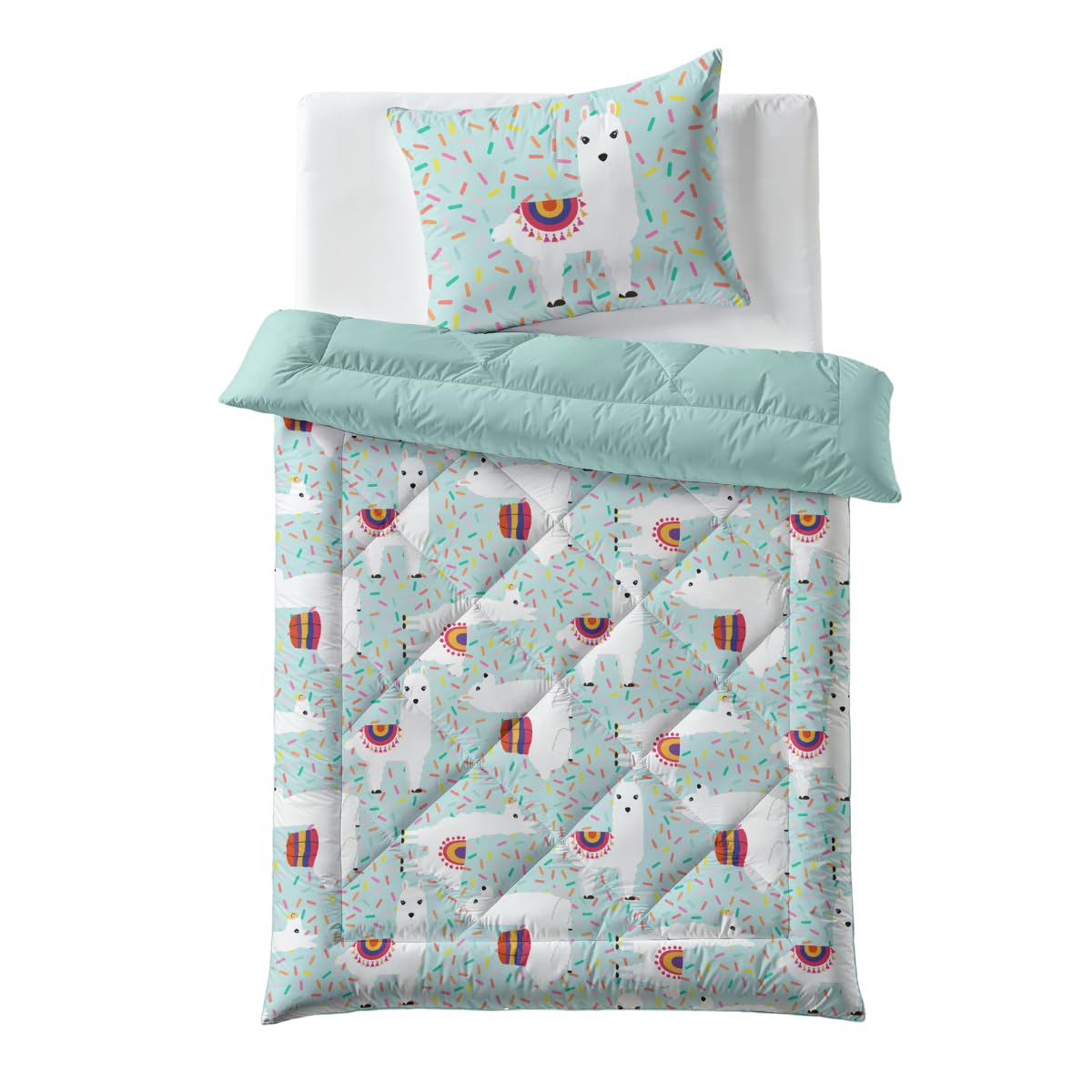 Zelesta Kiddybed kinderbettwäsche 135x200 4 Jahreszeiten - Bettwäsche winterdecke und Sommer-Bettdecke - Waschbare kinderdecke ohne Bezug - Kinderbettdecke mit Muster (Party Lama)