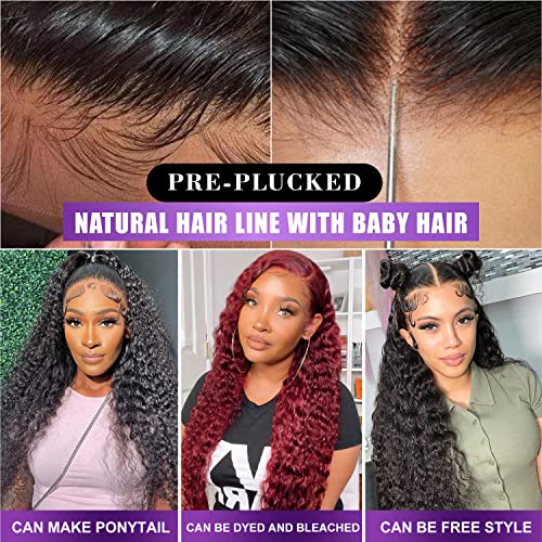 Natural Color 13x6 Deep Wave Lace Front Wigs 24 Inch+Ginger Orange 13x4 Deep Wave Lace Front Wigs 30 Inch