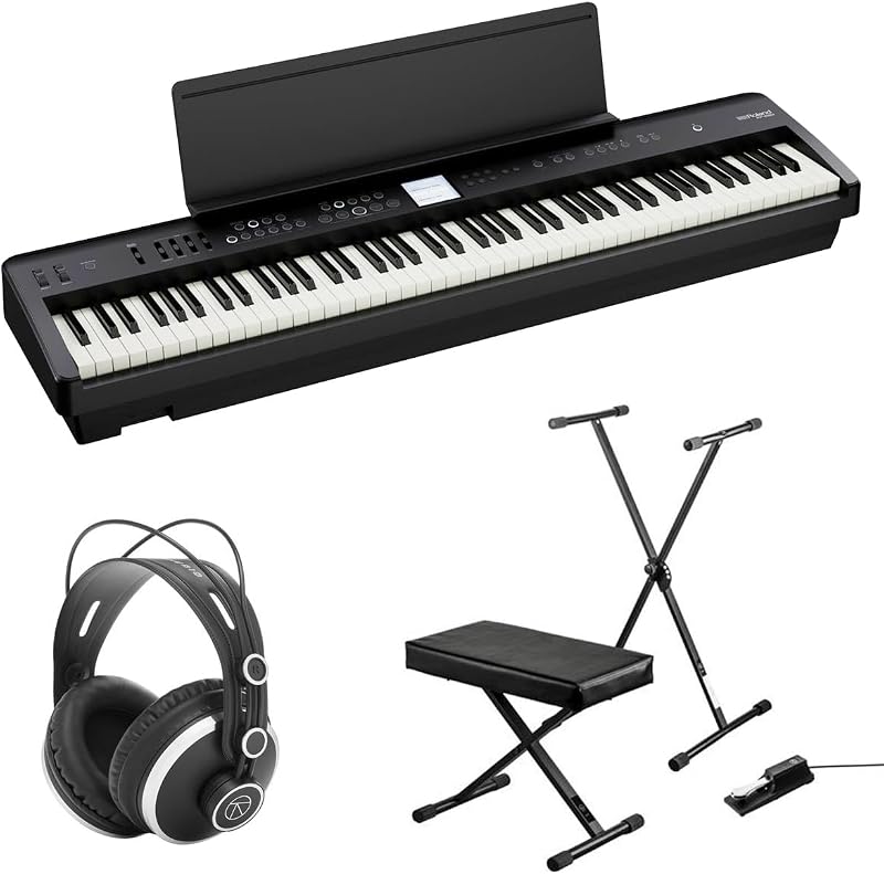 Paquete de piano digital SuperNATURAL de 88 teclas FP-E50 con pedal de soporte para teclado, auriculares de monitoreo