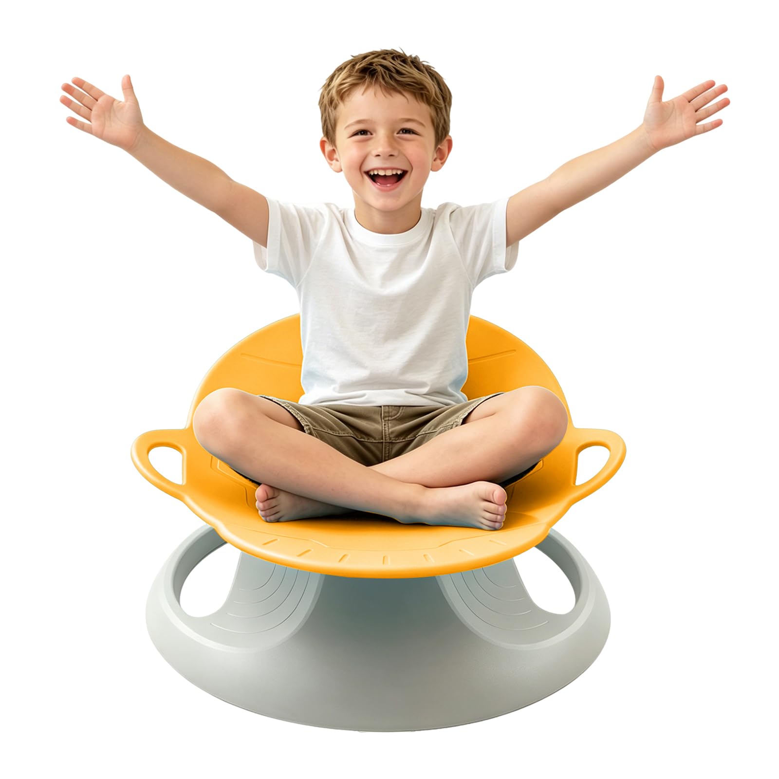 CIGAA Spinning Chair for Autism, Sensory Spinning Toys for ADHD Kids | Sensory Autism Equipment for Regulating Emotions Training | Double Bearing Sturdy Spinny Kids Swivel Chair (Yellow)