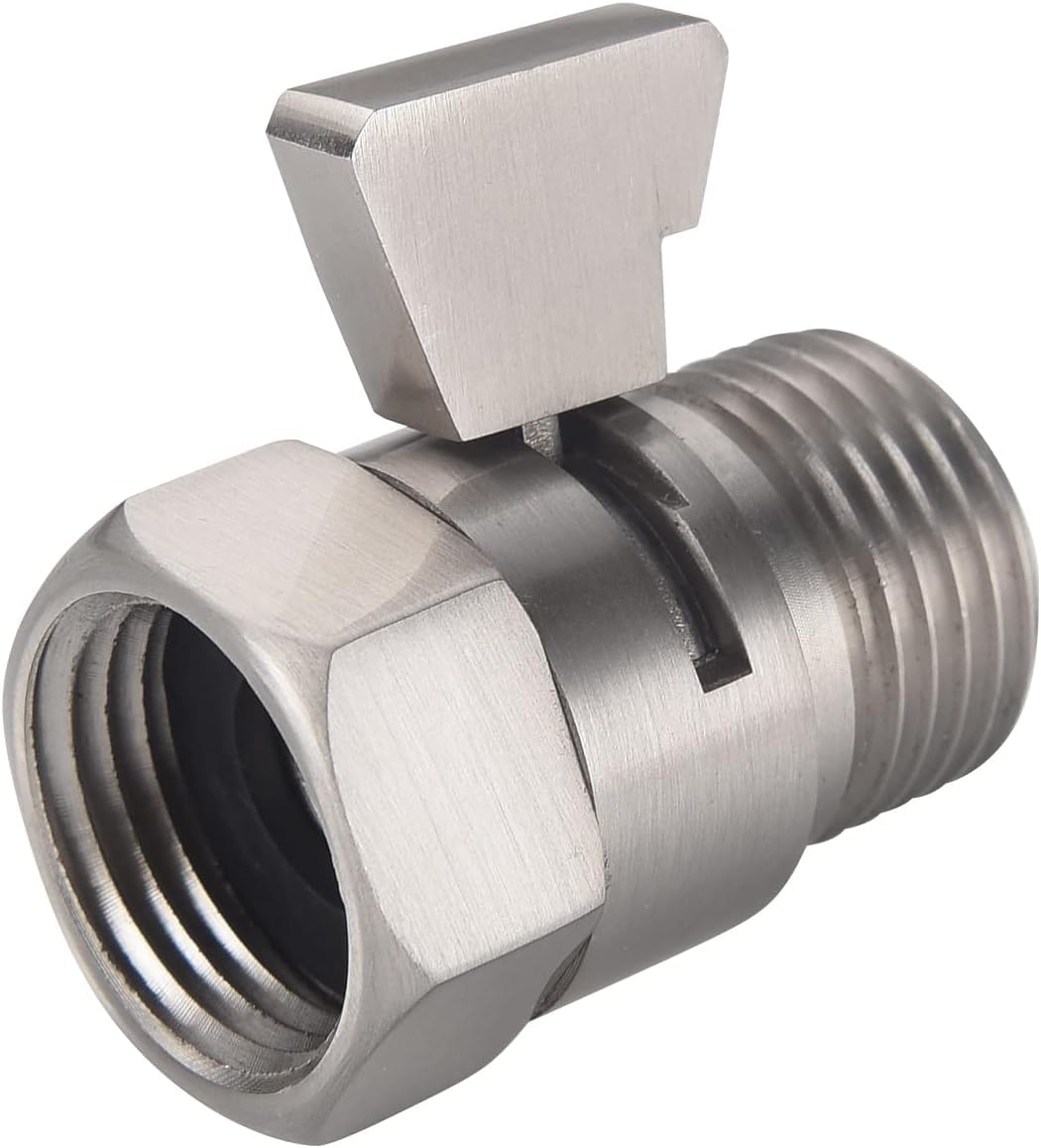Shower Head Shut Off Valve, Brass G1/2“ Water Flow Control Valve for Shower head and Handheld, Water Pressure Regulator Replacement for Shower System, Brushed Nickel