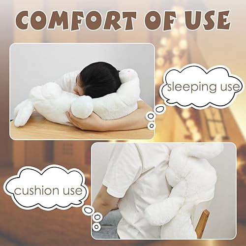 Miniatura 4 de ARELUX Almohada de peluche de conejo grande para abrazar almohada gigante súper suave y esponjosa para niños, adorable juguete de peluche gordito,