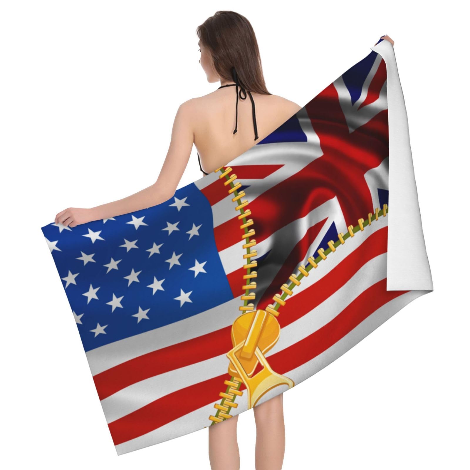HLBSDM Microfiber America Flag and Britain Flag Beach Towel Quick Dry Soft Sand Free Beach Towels for Pool Swim Beach Lightweight Thin Towels