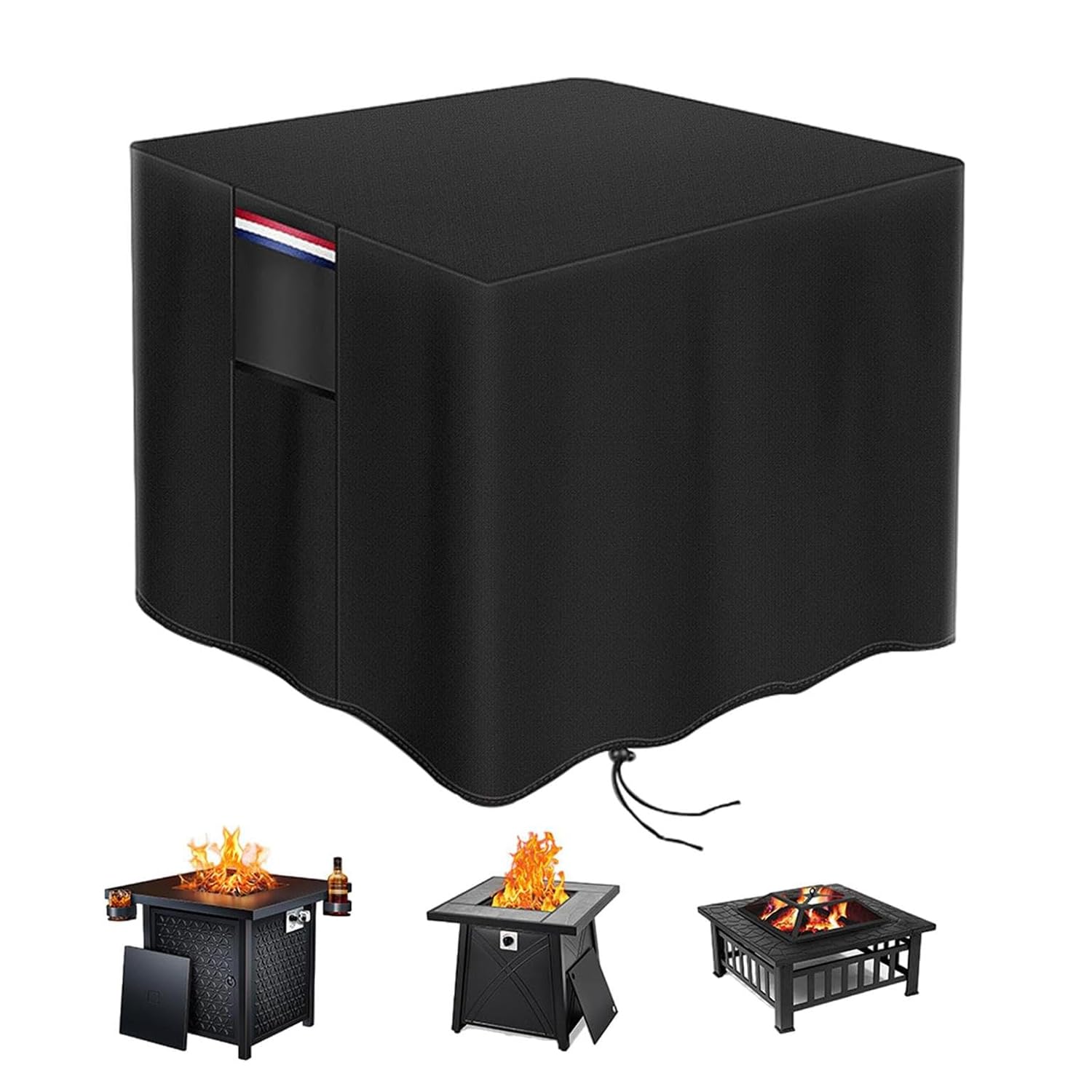 Schutzhülle für Feuerstelle, rechteckig, 71 x 63,5 cm, Oxford-Stoff, Silberbeschichtung, 420D, wasserdicht, rechteckig, für Feuerschale, Grillabdeckung