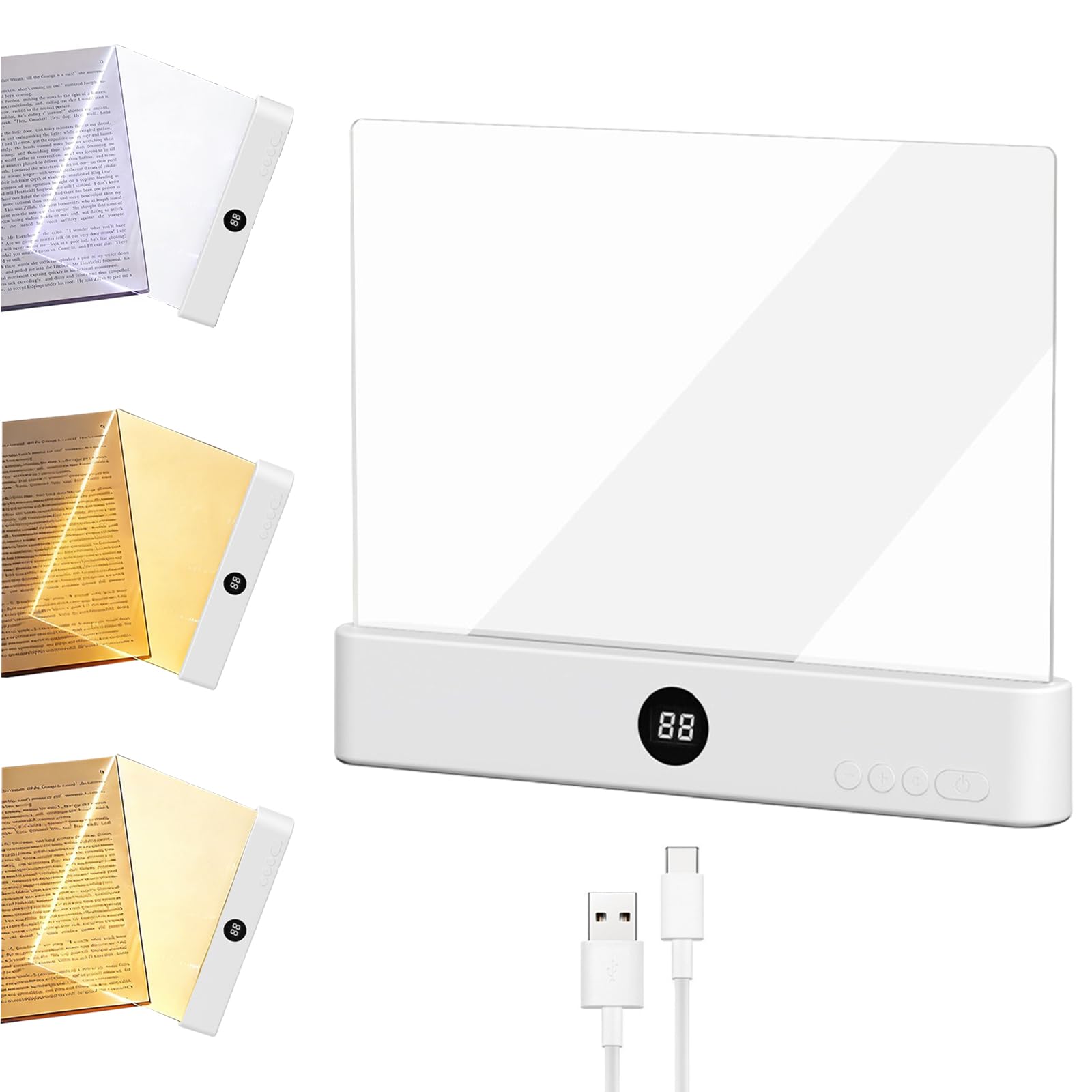 Luz Plana para Libros, Luz Para Libros De Página, Luz LED para Libros, Lámpara LED Para Página de Libro, Luz de Pantalla Plana para Leer en la Cama, Luz de lectura, para lectores, hogar, oficina (M1)