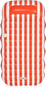 FUNBOY Orange & White Cabana Striped Mesh Pool Lounger Water Hammock