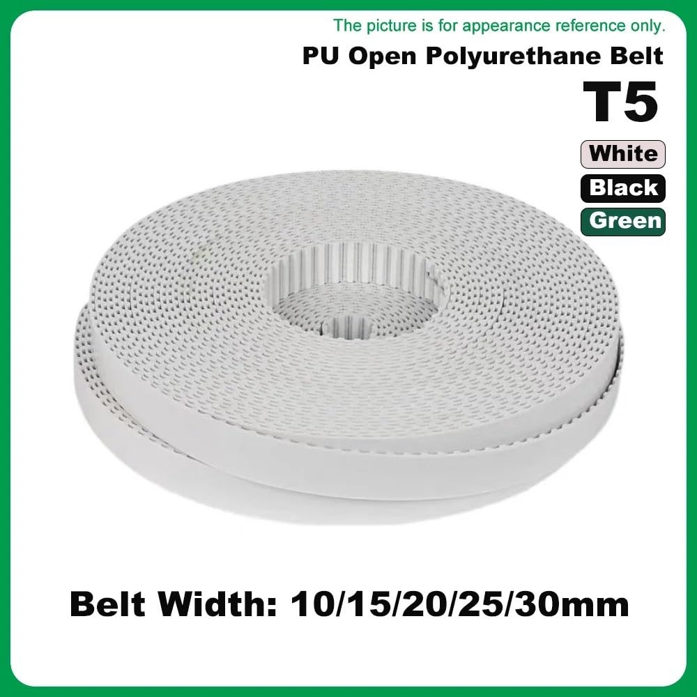 Courroie de distribution T5 en polyuréthane à extrémité ouverte 5-50 m Longueur 10 mm Largeur Blanc Vert Noir (10 mètres, Vert)