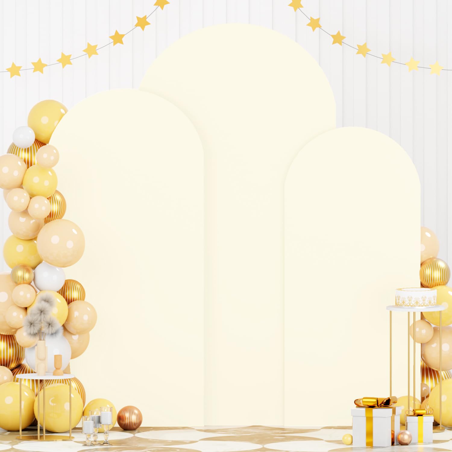 Ivory Backdrop Arch Cover Set of 3 Chiara Arch Backdrop Cover 6FT 6.6FT 7.2FT Wedding Arch Stand Covers Spandex Covers for Arch Backdrops for Birthday Party Bridal Baby Shower Anniversary Decor
