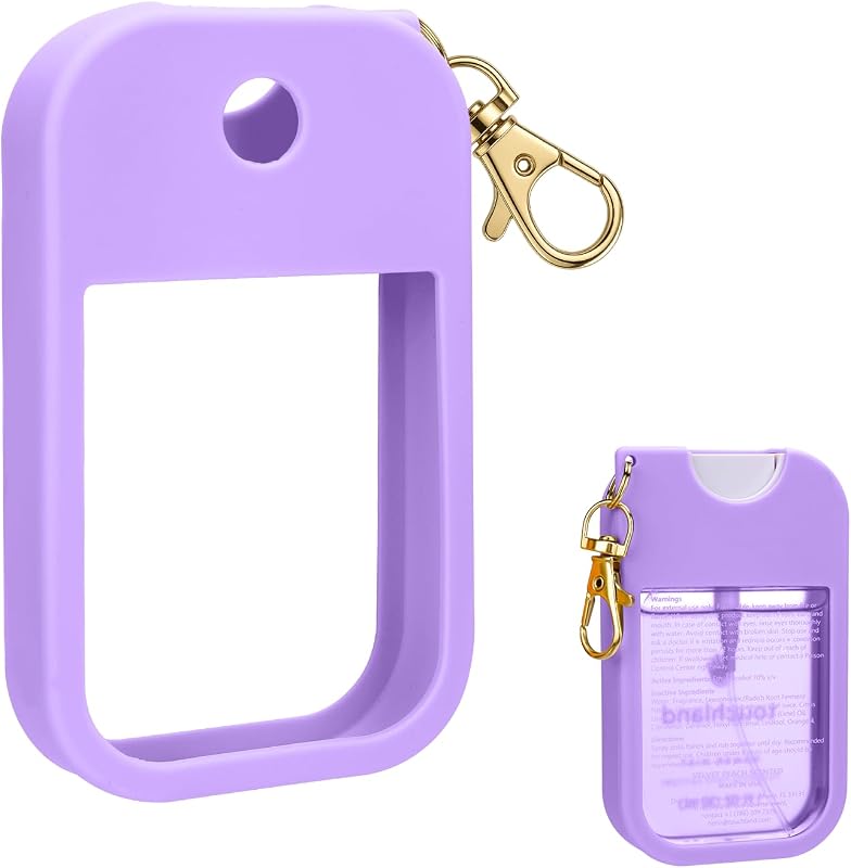 AIERSA Estojo de silicone roxo com chaveiro para frasco Touchland Mist de 30 mL