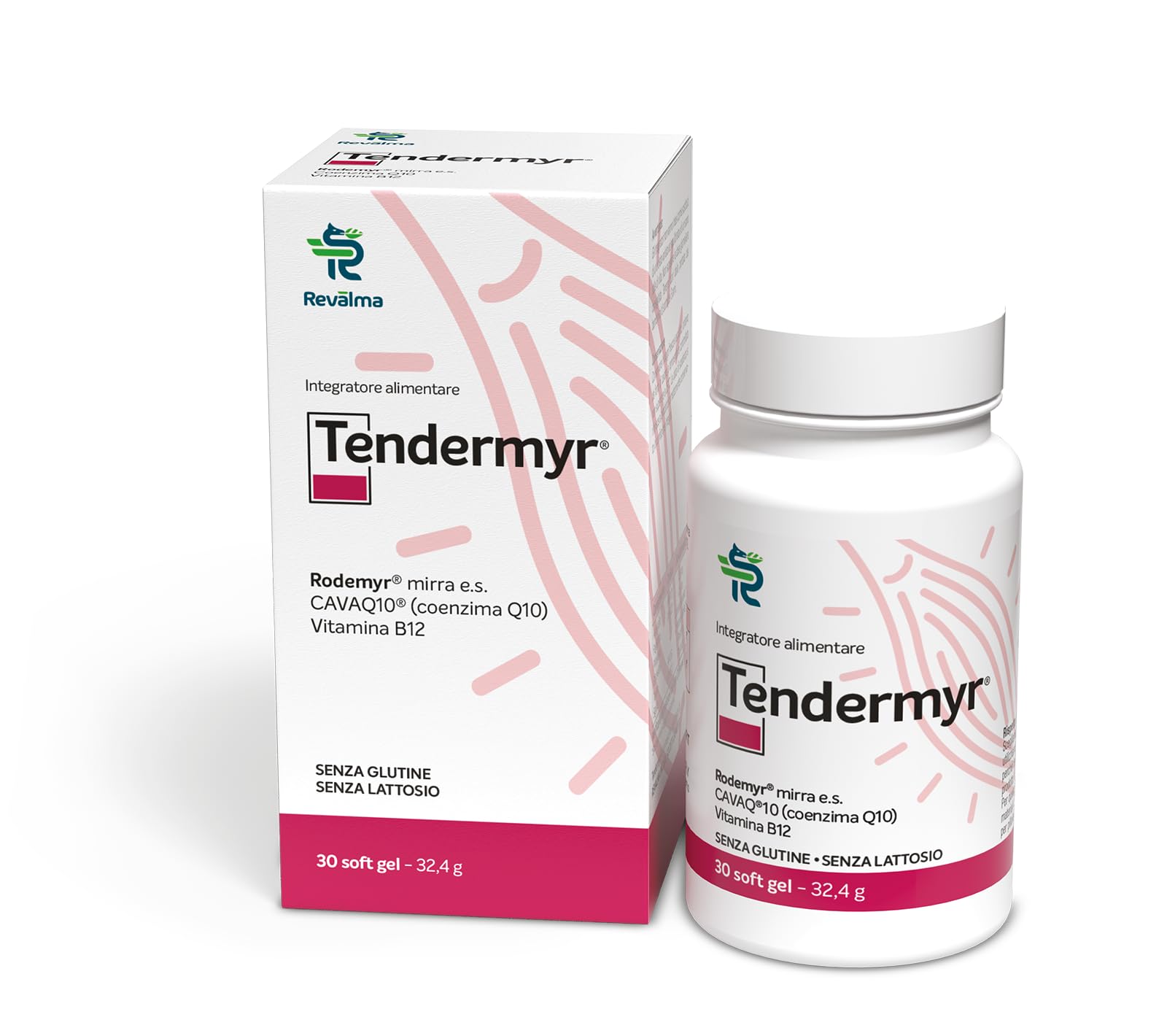 Revalma Tendermyr 30 Soft Gel - Integratore Alimentare con Rodermy mirra e.s.- CAVAQ10 (coenzima Q10) - Vitamina B12