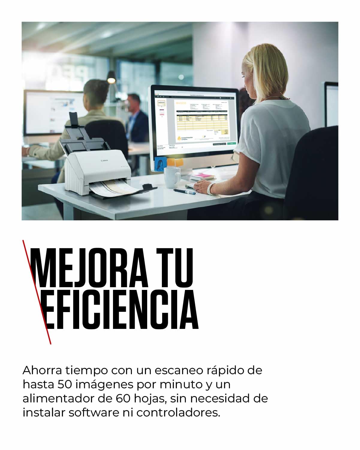 Canon imageFORMULA R30 Escáner de Documentos | Escaneo a Doble Cara con USB en hogar y Oficina | Alimentador de 60 Hojas | Configuración fácil con el Software Canon CaptureOnTouch Lite | Soporta OCR