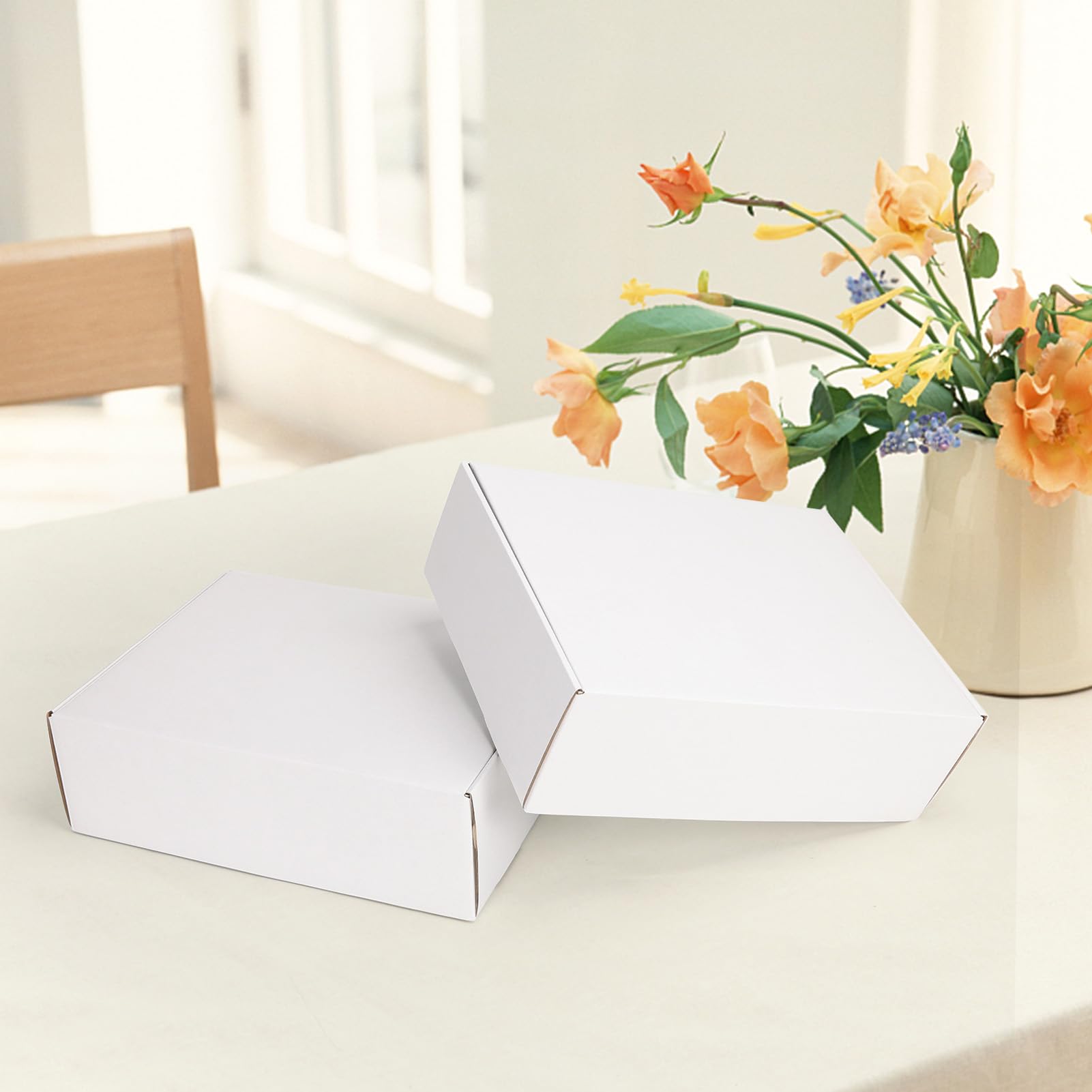 HORLIMER Lot de 15 boîtes d'expédition en carton ondulé blanc 33 x 25,4 x 10,2 cm, 15 autocollants inclus