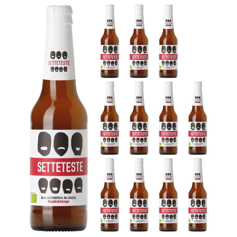 Rigoni di Asiago Setteteste Birra Artigianale Biologica Blonde Ale Non Filtrata Di Puro Malto Gradazione Alcolica 5% in bottiglia da 33 Cl (12)
