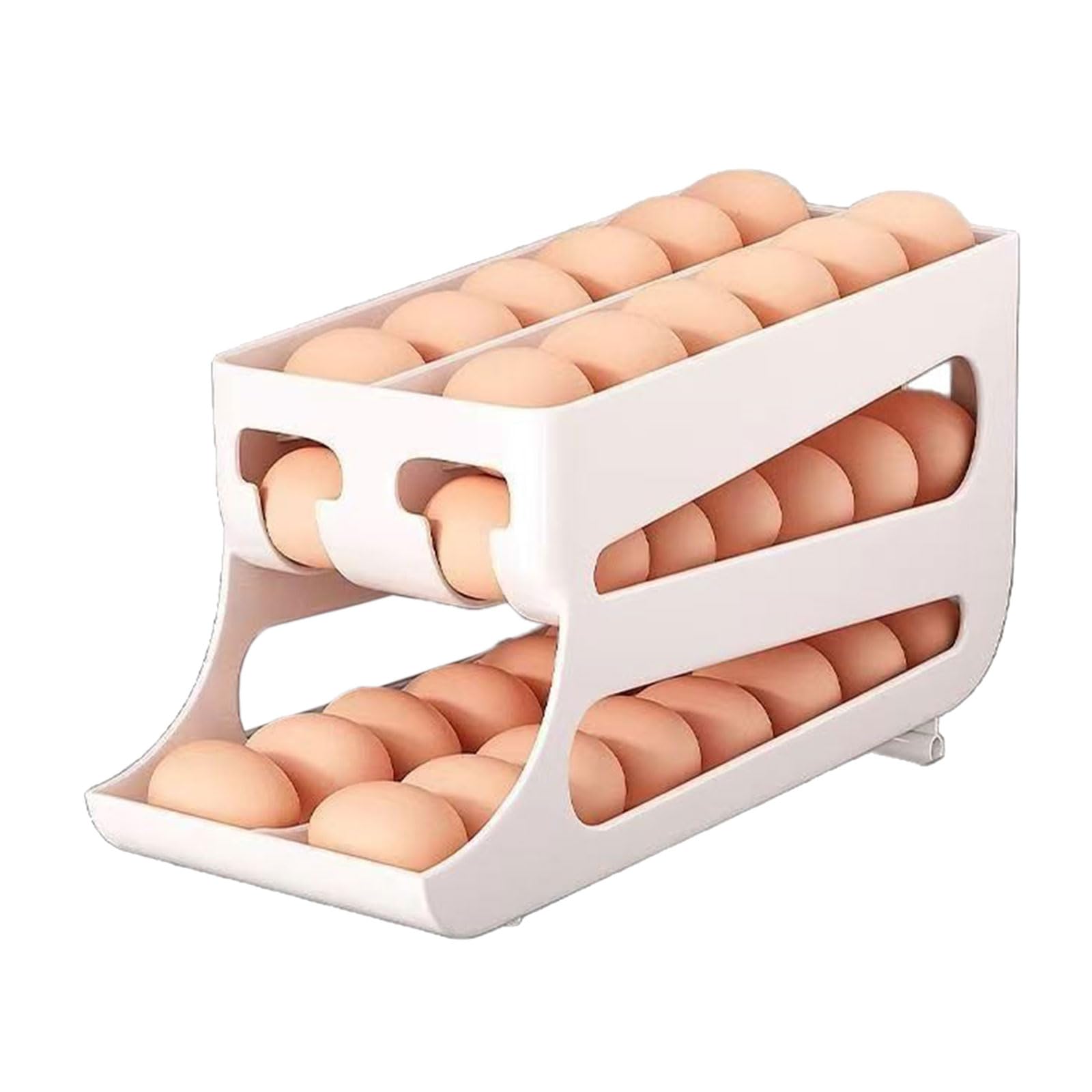 Jazuaiao Layer Rolling Eggs Storage Container for Fridge with Automatic Slide Out Designs and Protective Eggs Trays Tray for Refrigerator
