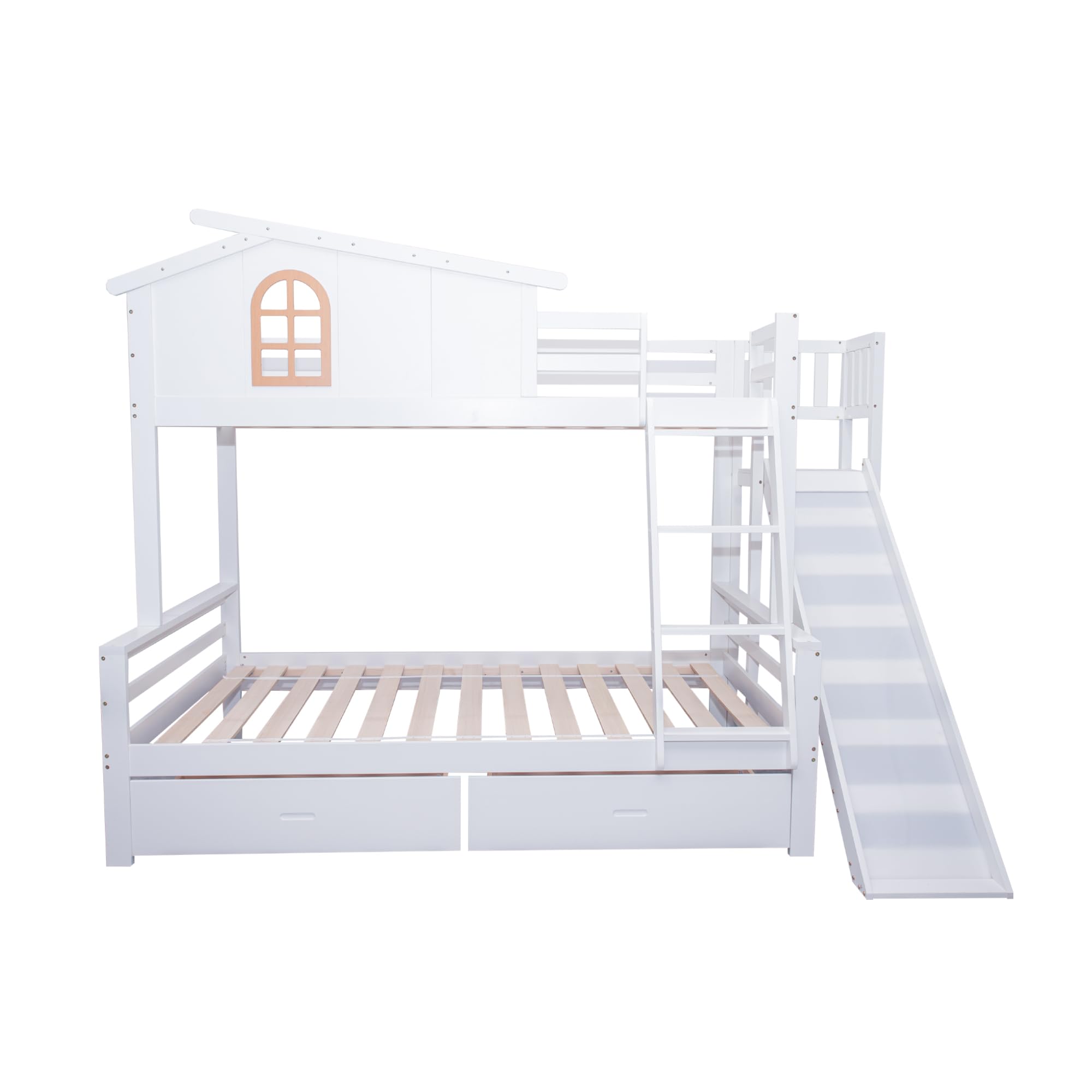 Stapelbed Easy grijs eiken met slaaplade