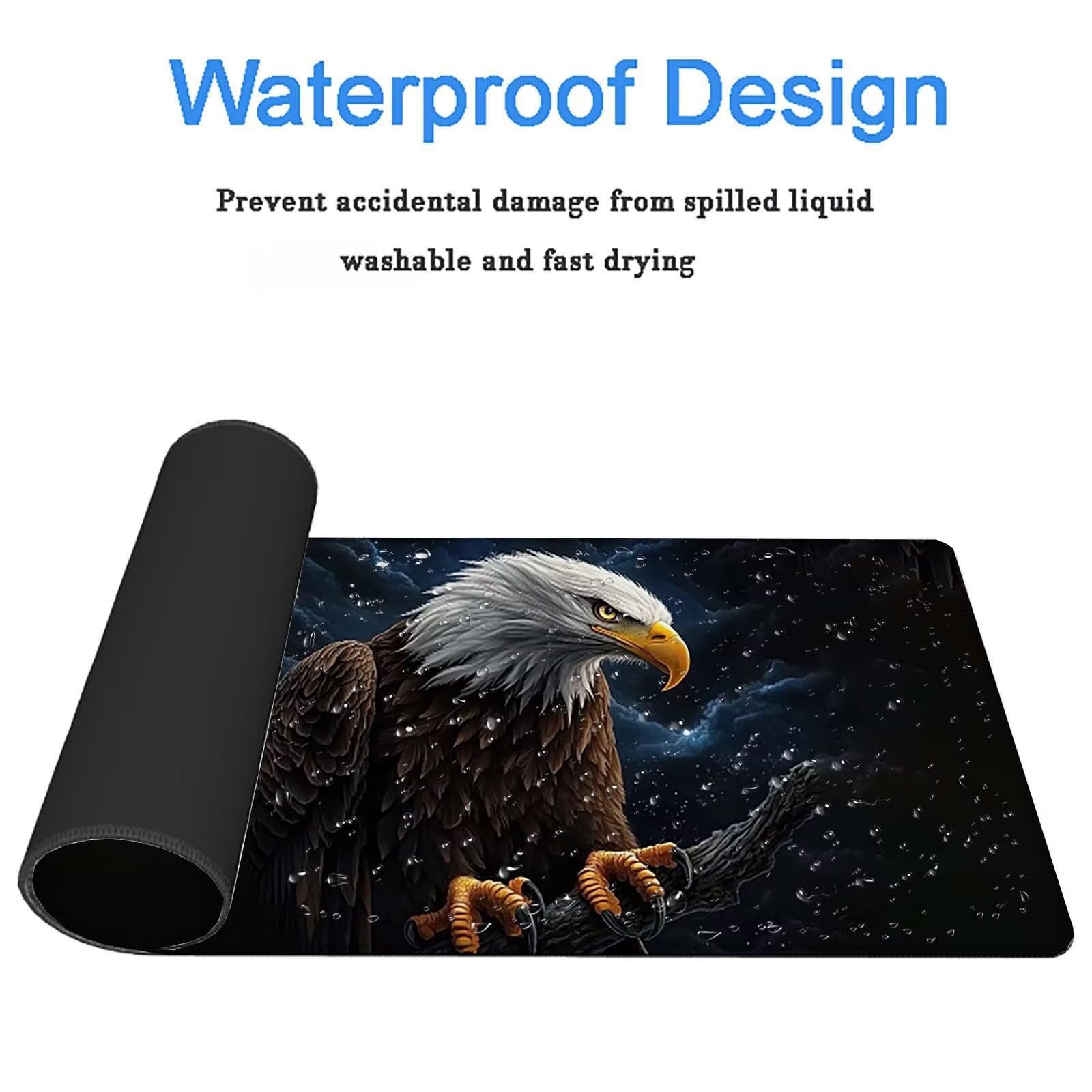 Tappetino Mouse Gaming, 1200x600mm Tappetino Mouse XXL nero 0c0-333 | Mouse Pad Grande, Ottimizzato per i Sensori da Gioco, Migliora Precisione e Velocità, per Mac e PC, Aquile (2)