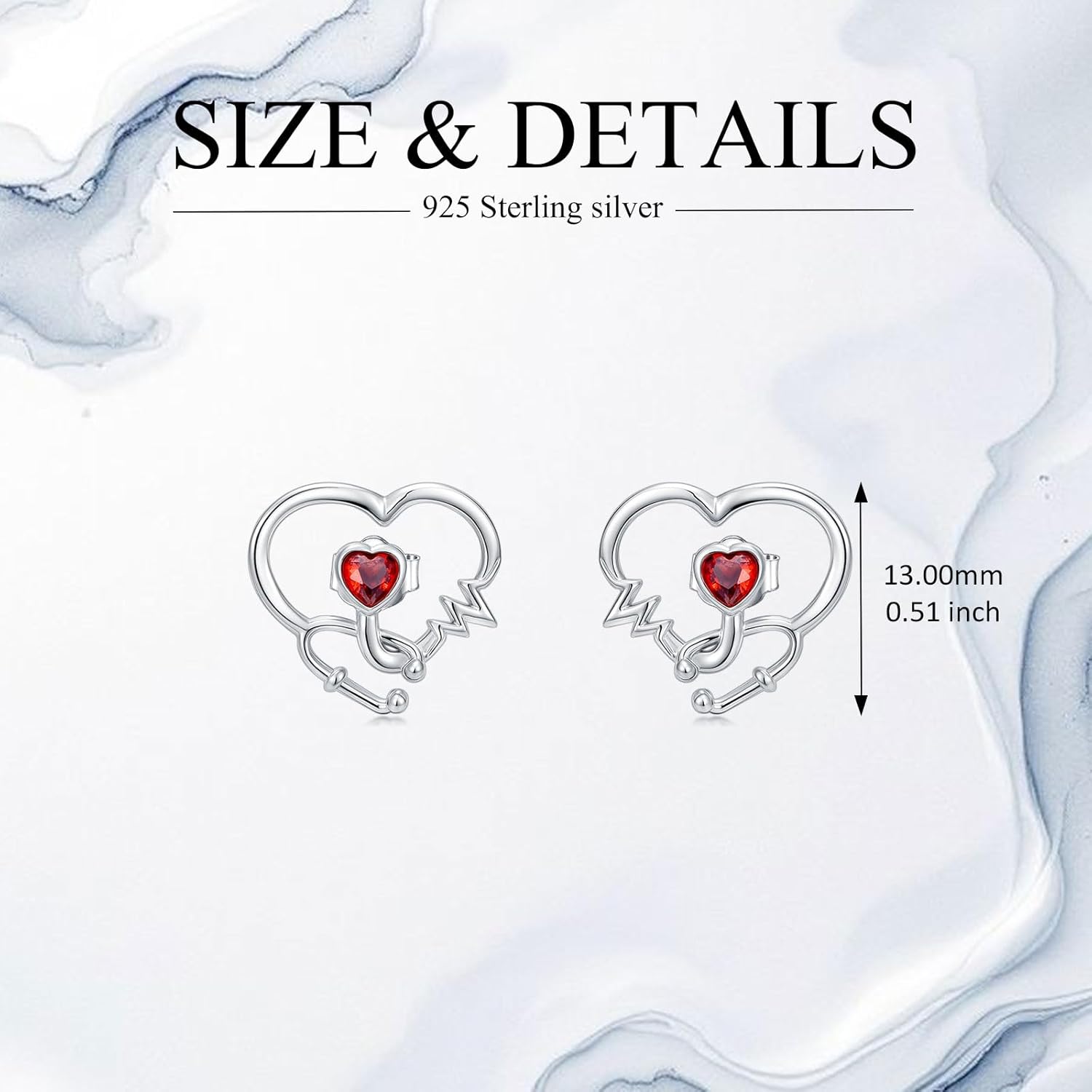 Nurse Earrings for Women 925 Sterling Silver Stethoscope Studs Earrings Heart Studs Graduation Jewelry Gifts for Nurse Doctor Medical Student - Image 6