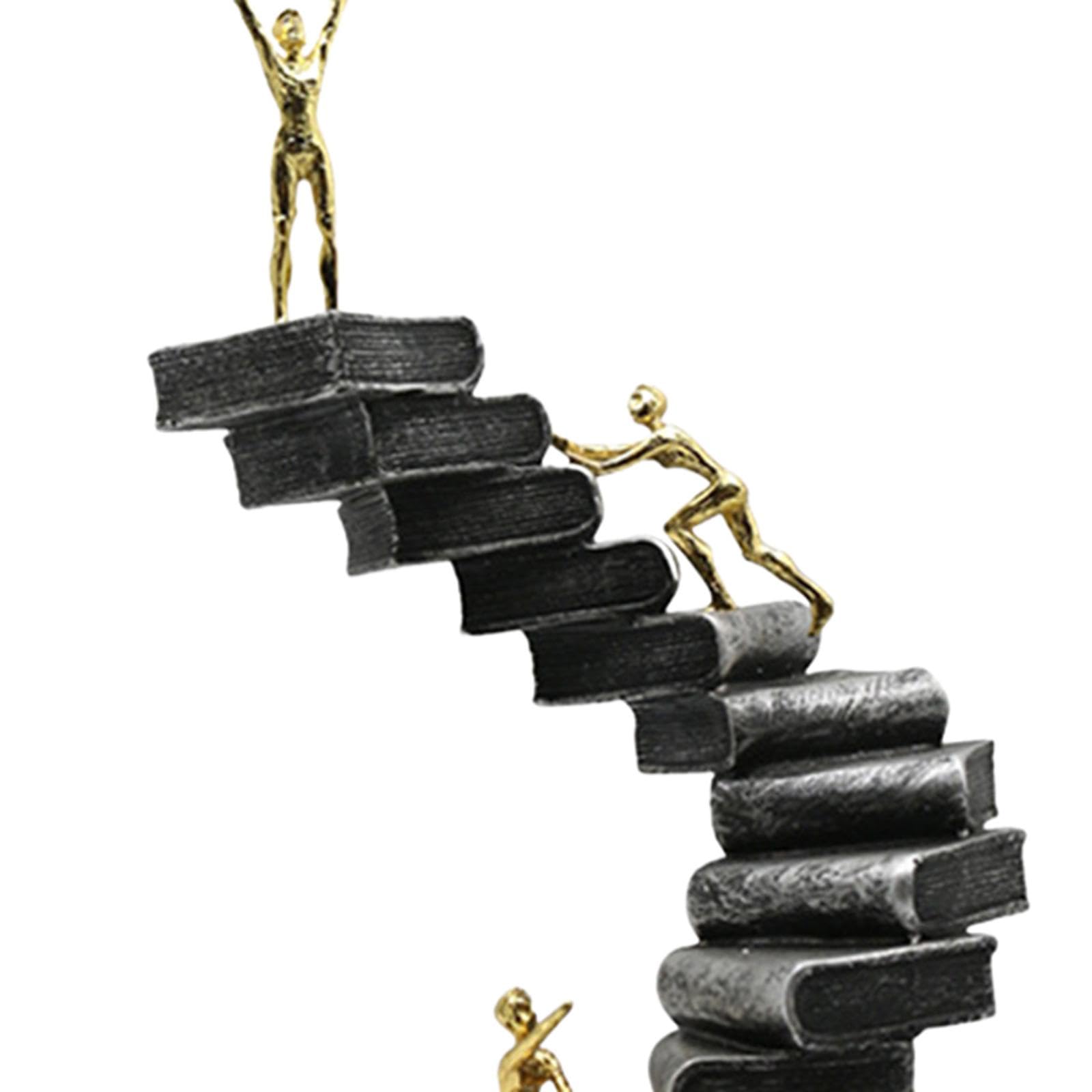 Denker Figur, Kletternde Buchleiter Statue für Heimdekorationsstudio