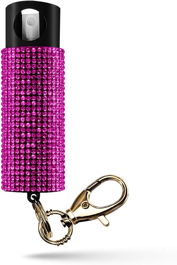 - Bling it On Pepper Spray Keychain with Safety Twist Top Mini and Easy Carry Lightweight and Fashionable Maximum Police Strength OC Spray 16 Feet Range