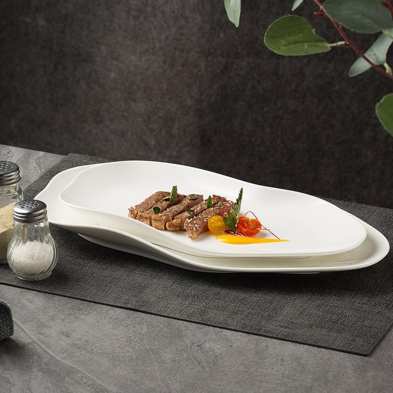 Assiettes Service de Table Assiette blanche de style japonais Vaisselle en céramique créative for la maison occidentale commerciale(L)