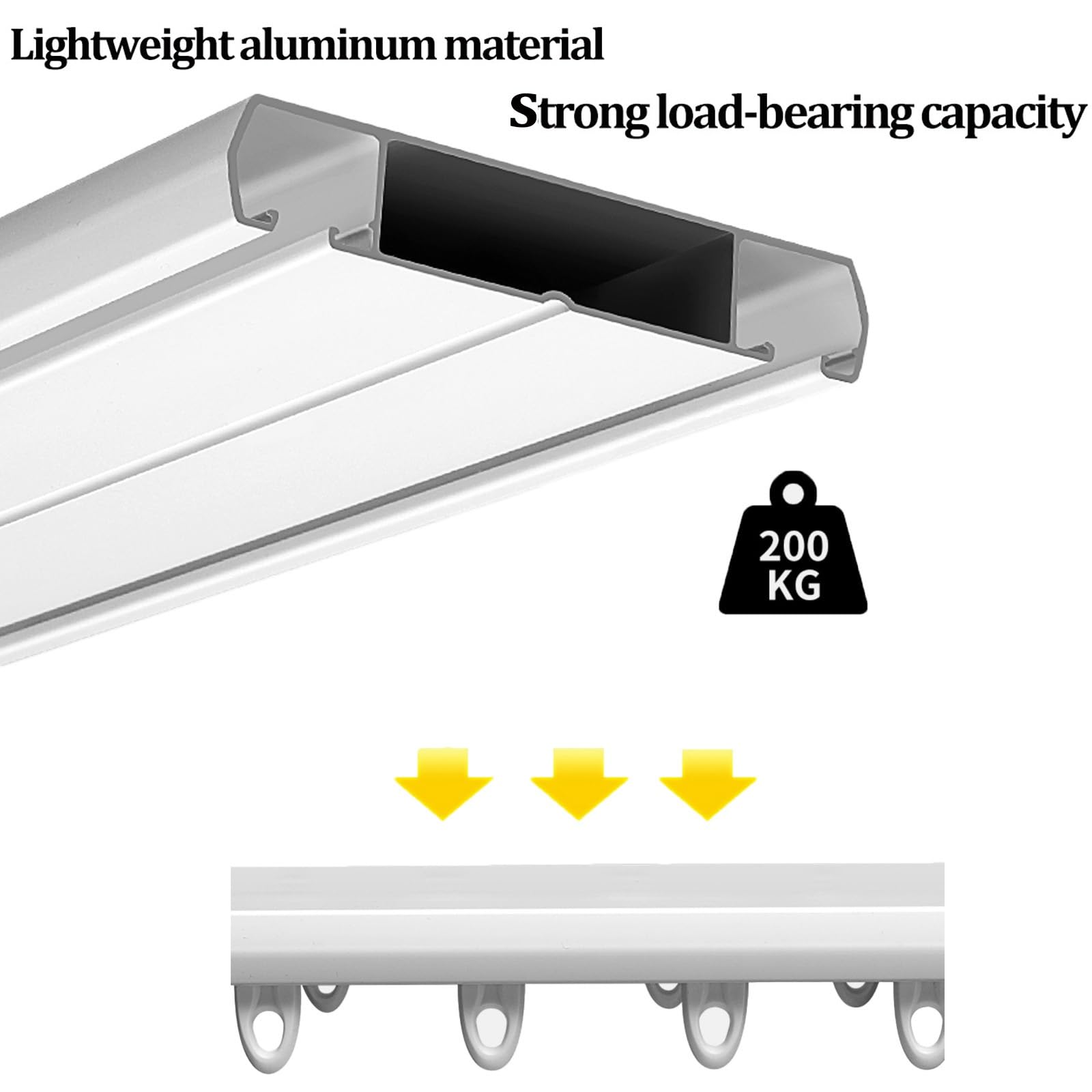Système de rail à rideaux double rail - Montage au plafond - Décoration d'intérieur - Tringle à rideaux coulissante lisse blanche avec tous les accessoires nécessaires (2,8 m