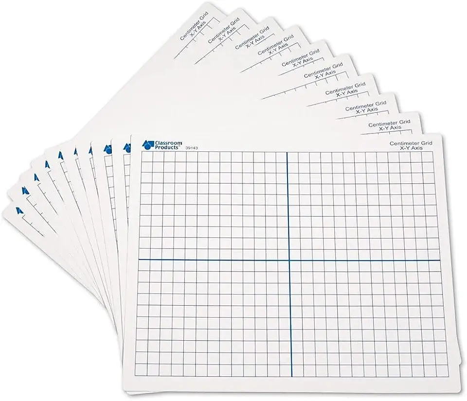 Learning Resources 9"x 11" Double Sided X-Y Axis Dry Erase Mats, Graphing, Math Classroom Accessories, Teaching Aids, Set of 10, Ages 6+