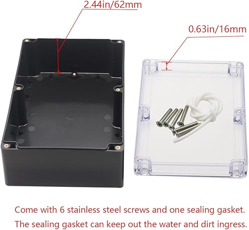 Miniatura 140 de Caja de proyecto ABS de plástico negro cajas eléctricas IP65 impermeable DIY caja de conexiones electrónica caja de alimentación 7.87 x 4.72 x 2.95