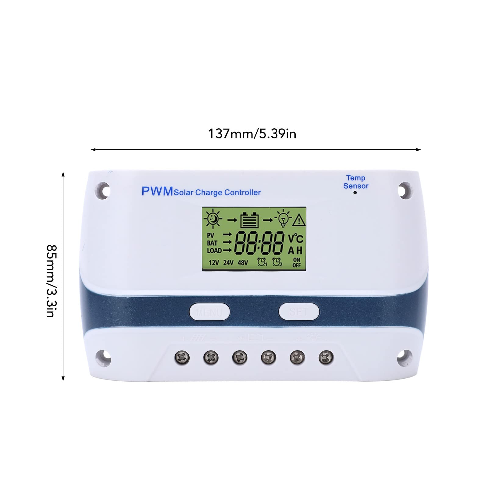 Controlador de Carga Solar MPPT, 50a 12V/24V/48V PWM Panel Solar Regulador Inteligente de Batería, Pantalla LCD Regulador de Panel Solar para Vehículos Recreativos, Yates, Sistemas Fotovoltaicos