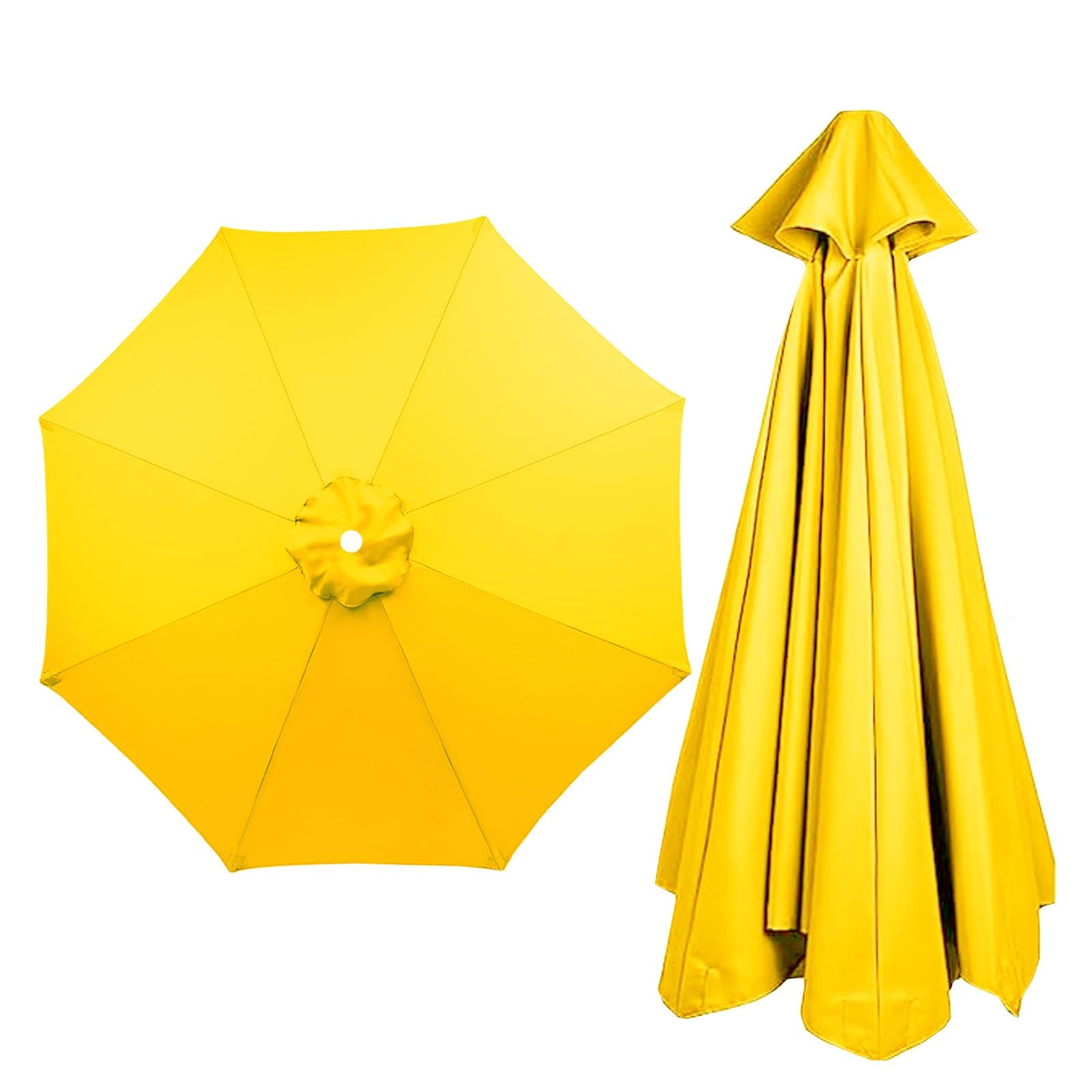 Garden Umbrella Parasol Top Fabric Cover Sunshade Cloth, 6 8 Ribs 200 230 250 280 300 350 CM, Large Patio Umbrella Weatherproof UVAnti, Canopy Replacement Cantilever Parasol Cover(Yellow,3M/8Ribs)