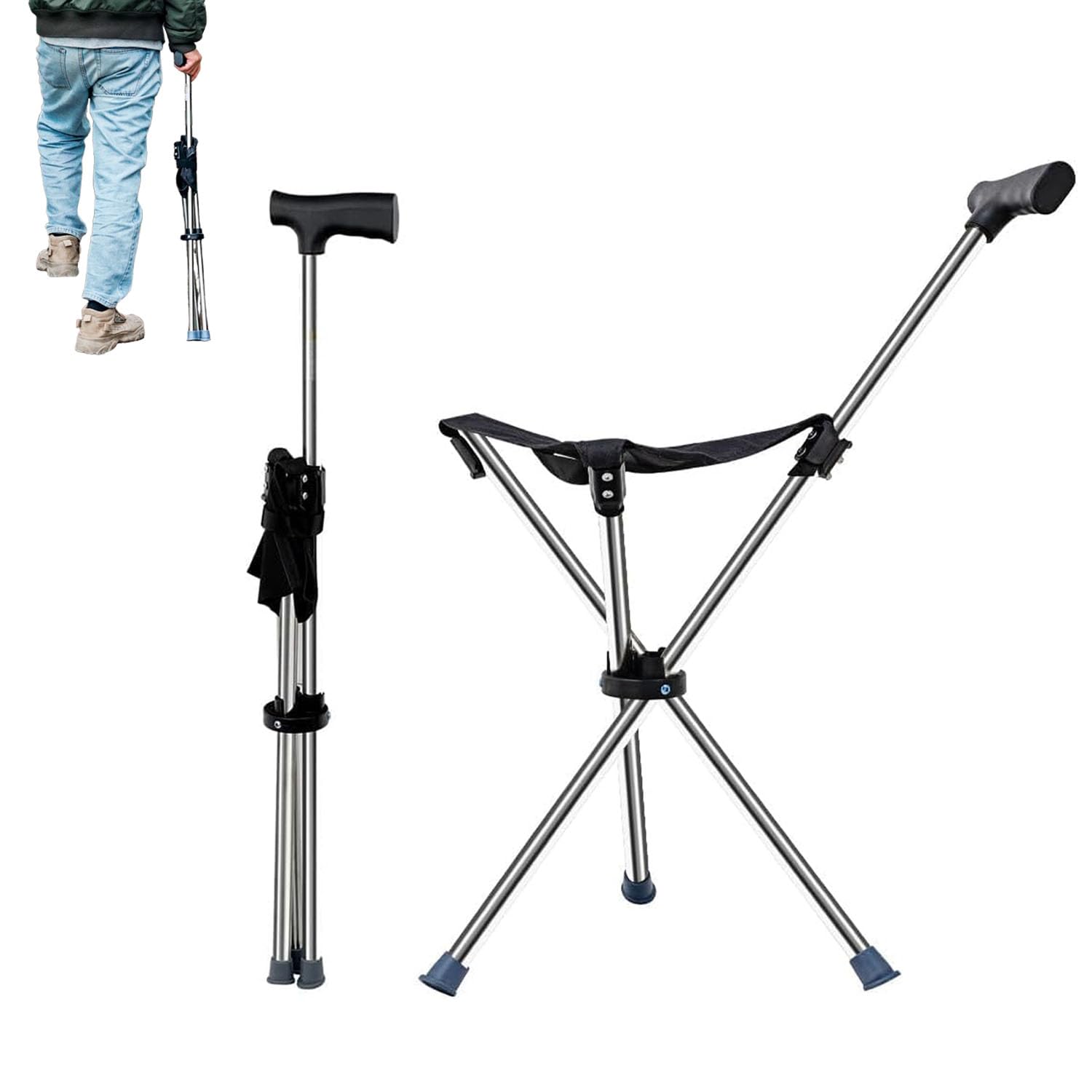 Amazon.co.jp: ステッキチェア 折りたたみ杖椅子 軽量 コンパクト 登山