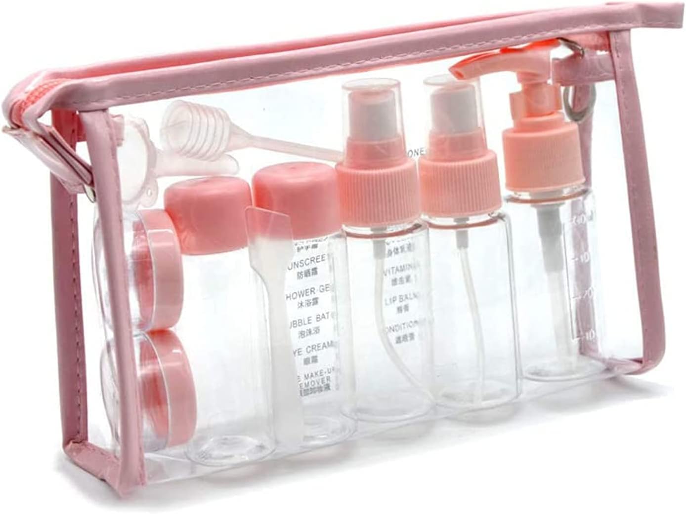 Travel Bottles Kit, TSA Approved Leak Proof Portable Toiletry Containers Set, Clear PET Flight Size Cosmetic Containers for Lotion, Shampoo, Cream, Soap, Set of 11