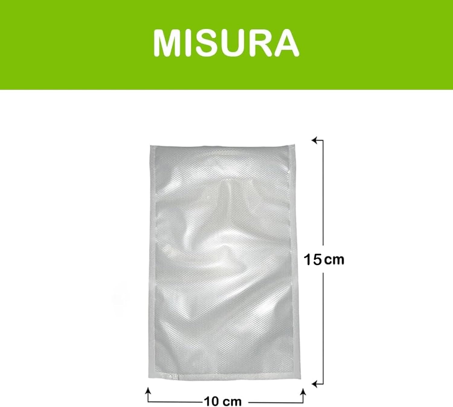 GM 100 Sacchetti Sottovuoto Goffrati per Alimenti, Misura 10x15 cm per Tutte le Macchine Sottovuoto, Buste Sottovuoto per Conservazione Alimenti e Cottura Senza BPA