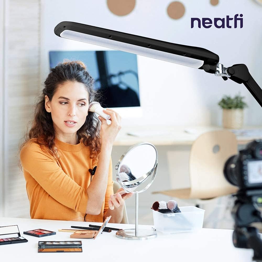 Get Cheap Price Neatfi Elite HD XL Task Lamp with Clamp, 17.7 Wide, 90PCS SMD LED, 6000–7000K, Super Bright Desk Lamp, Table Clamp LED Light, Eye-Caring LED Lamp, Nonpolar Dimming, Multiple Brightness Levels (Black)