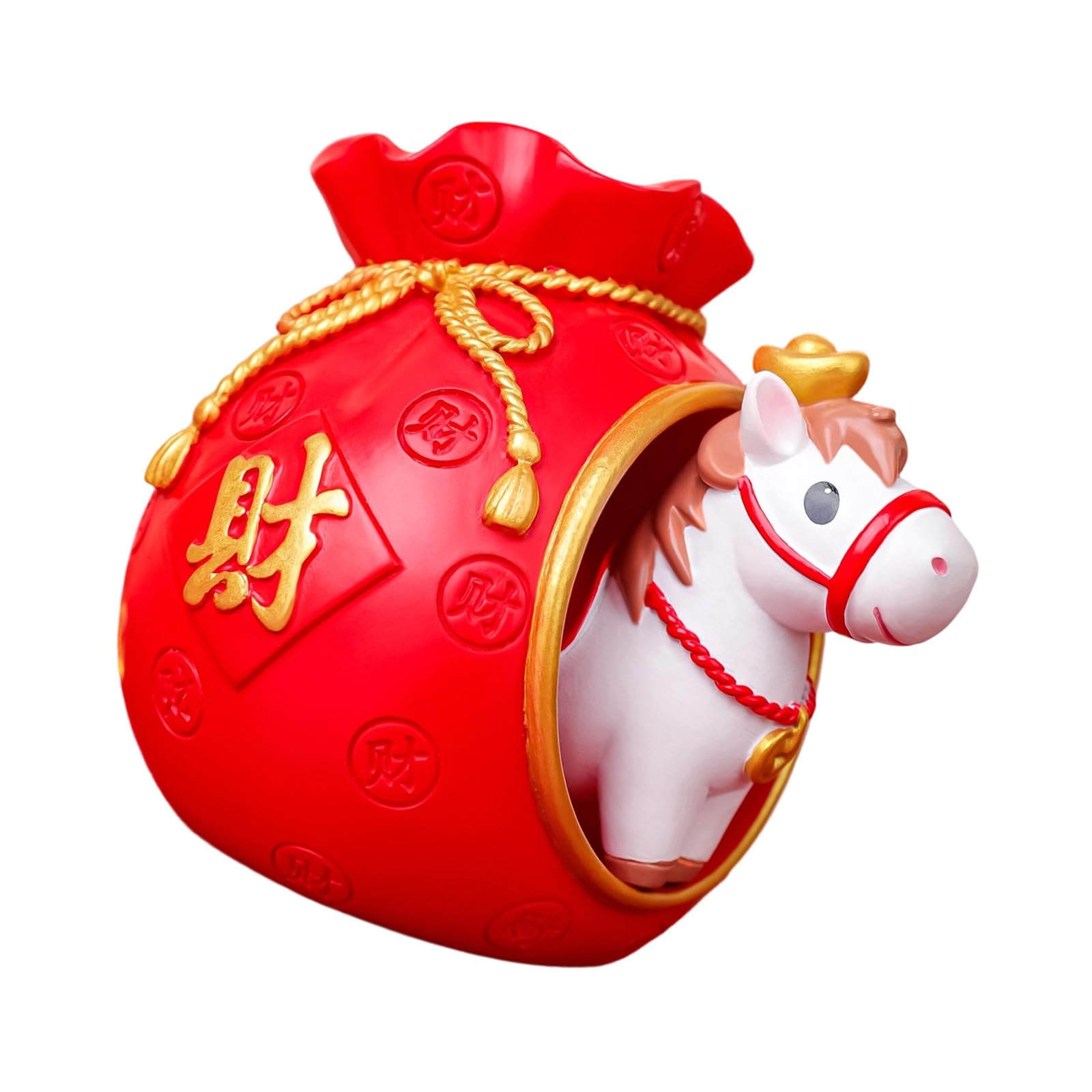 Kaeltsyn Chinese Zodiacs Horse Golden Collectible Figurines Table Decors Resin Horse Statues Feng Shui Ornament Animal Sculptures Collectible Figurines