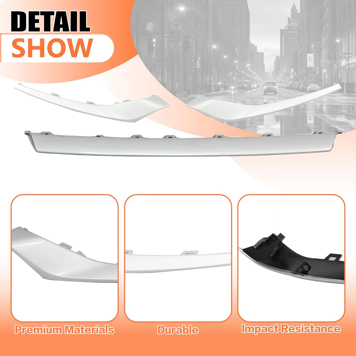 JX RACING Front Lower Bumper Center & Side Trim Compatible with Toyota Grand Highlander Hybrid 2024-2025 Bumper Trim Molding Silver 3PCS
