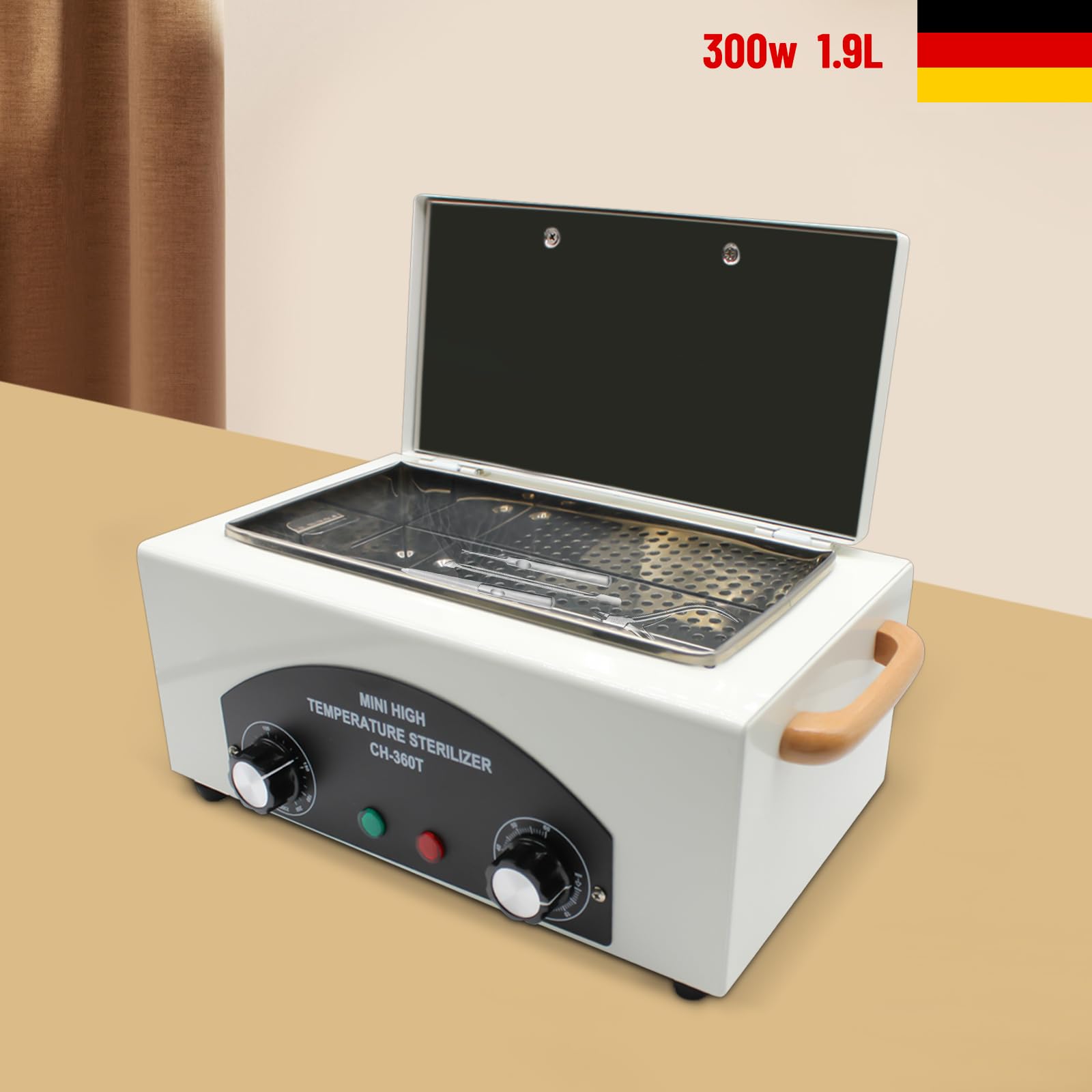 Esterilizador de aire caliente desinfección CH-360T – Dispositivo de esterilización para cuidado de pies, tatuajes y uñas desinfección – 220 °C temperatura máxima