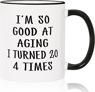 Aurahouse Funny 80th Birthday Gifts for Women Men, 80 Year Old Birthday Mug | 80th Birthday Decoration for Women Men, 80th Birthday Gift Ideas for Mom Dad Papa Aunt Grandma Grandpa, Turned 20 4 Times