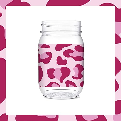 Miniatura 5 de TOSSWARE POP - Tarros de 16 onzas, juego de 6 piezas de plástico reciclable, irrompible y transparente, tarros Mason con impresión