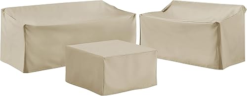 Vista 24 de Crosley Furniture Fundas para muebles de patio, juego de 4 piezas impermeables para juegos de sofás modulares al aire libre, gris