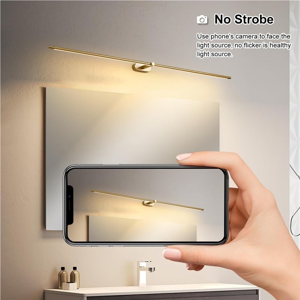 Aplique de pared LED lineal minimalista sobre espejo del baño