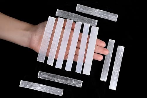 Miniatura 2 de MAIBAOTA Varita de cristal de selenita de 4 pulgadas, palitos de selenita de cristales a granel, placa de carga de selenita para reiki, suministros