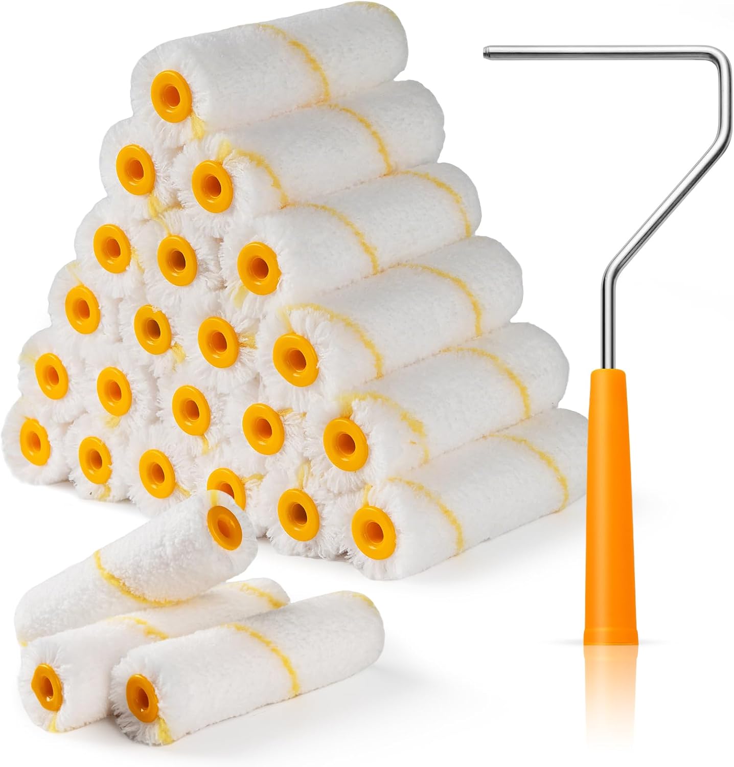 MisterRui 24-Pack 4-Inch Microfiber Paint Roller Covers 9mm Nap - Reusable Lint-Free Rollers for Walls Cabinets Trim